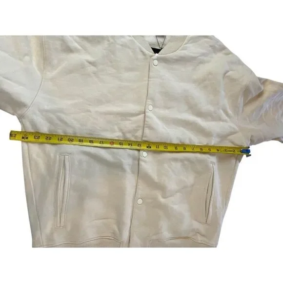 Zara Mens Bomber Jacket L Beige Tan Cotton Stretch Snap Button 3854/338 NWT - Picture 6 of 8